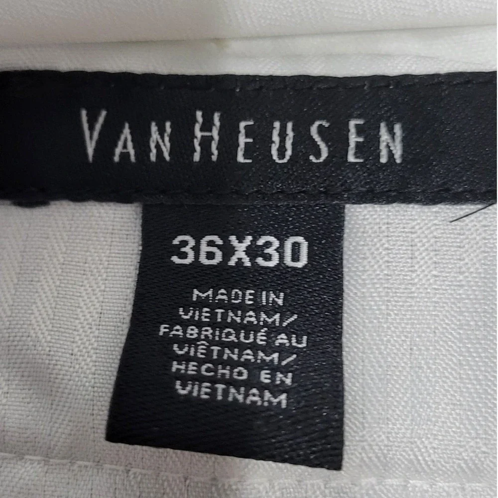 Van Heusen Mens Tan Flat Front Dress Pants Khaki Trousers 36x30 501M118